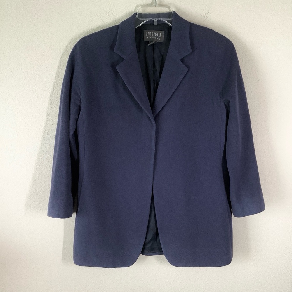 Vintage LAFAYETTE 148 Cashmere Blazer 12 Career Old Money Quiet Luxury NYC Made - Picture 2 of 12